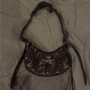 Rare Balenciaga Le Cagole Metallic Brown Leather Shoulder Bag - Women
